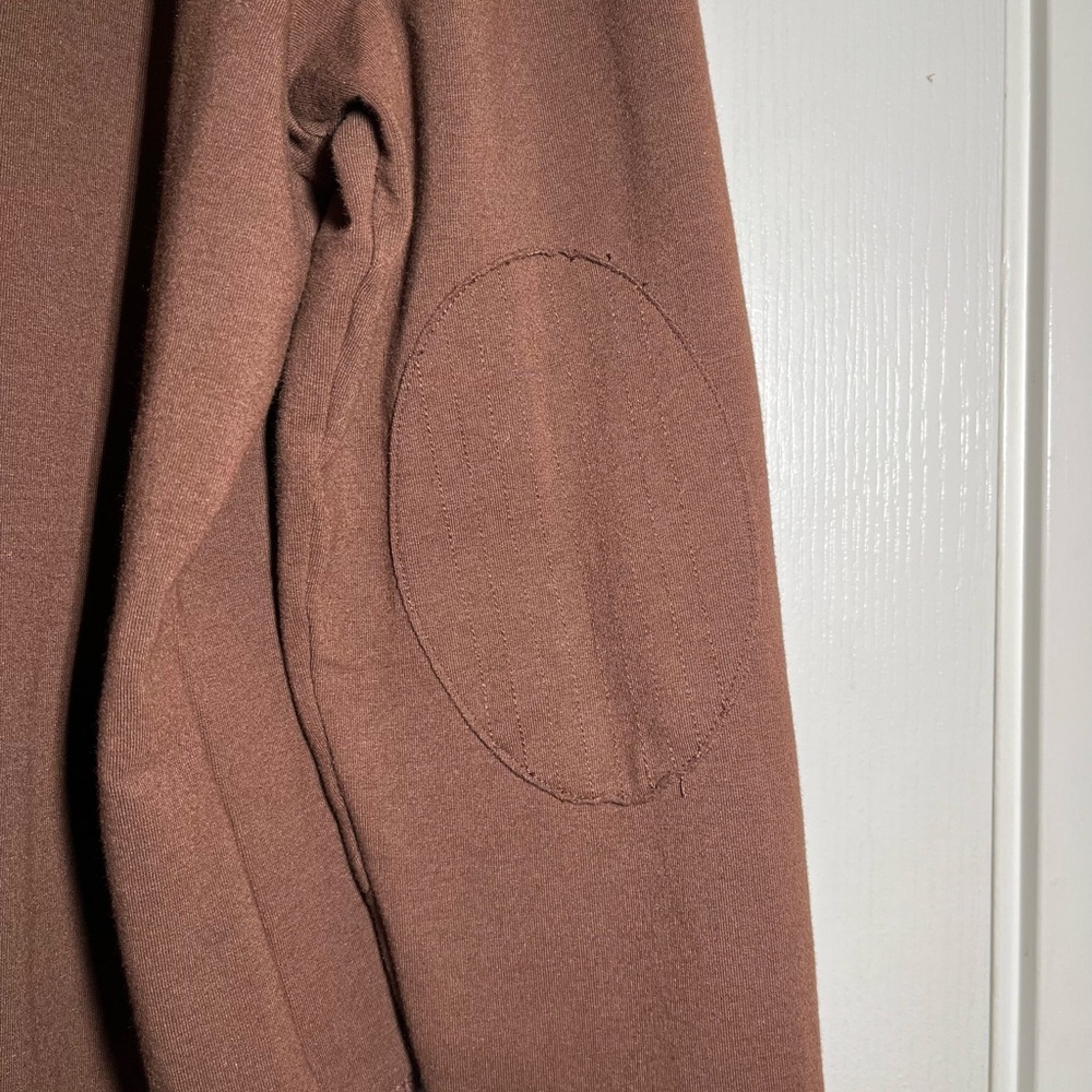 Old Navy SoSoft Brown Ribbed Cowl Neck Sweater Elbow Patchwork Chunky Preppy Y2K - Picture 5 of 16